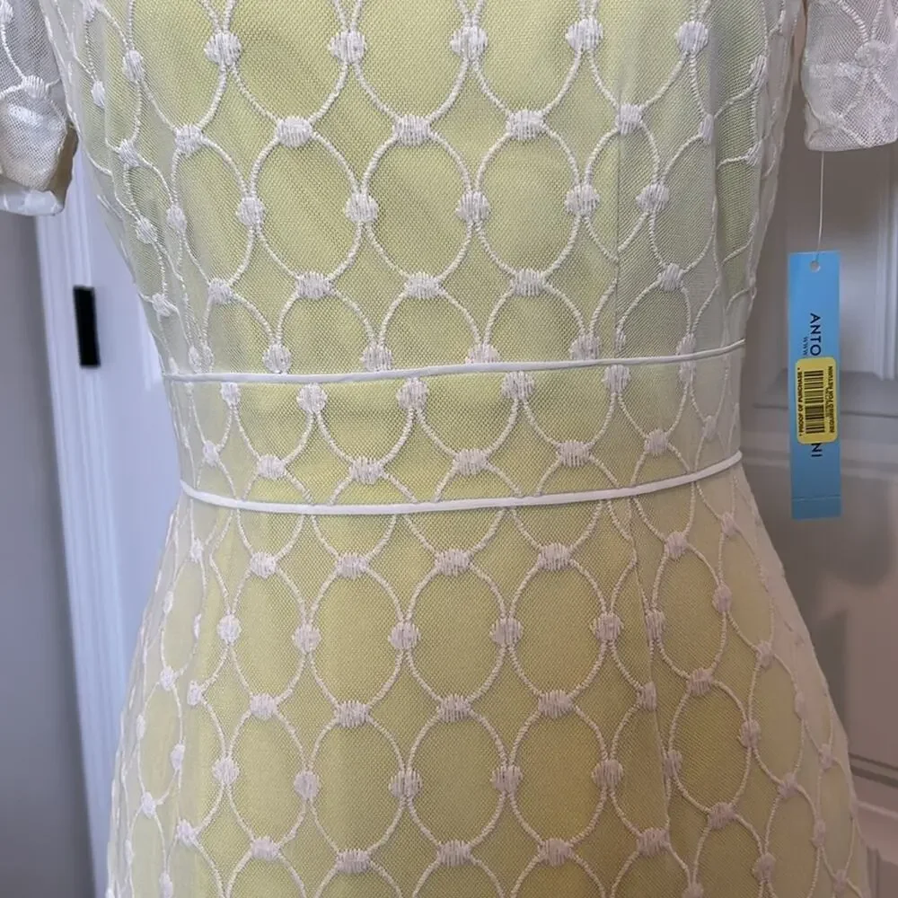 NWT $169 Antonio Melani Alexa Dress Garden lace 2 XS Yellow wedding cocktail NEW